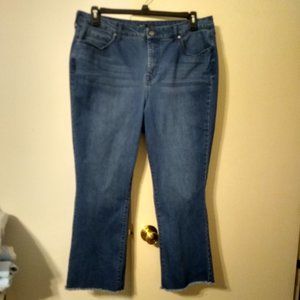 ISAAC MIZRAHI LIVE! Straight Leg Jeans with Fray Hem Edges (Size 18W)